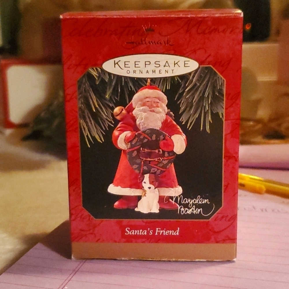 Vintage Christmas Tree Ornament Santa's Friend